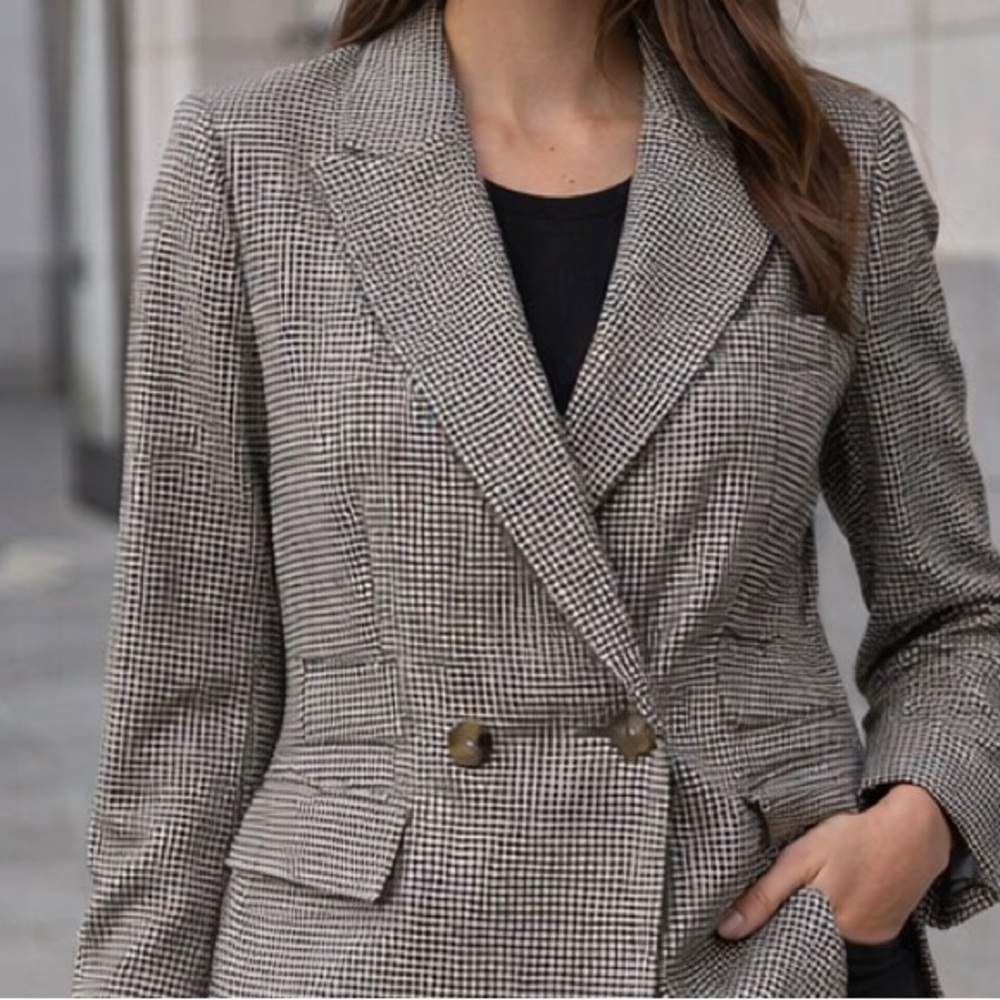 H&M Black and White Houndstooth Blazer